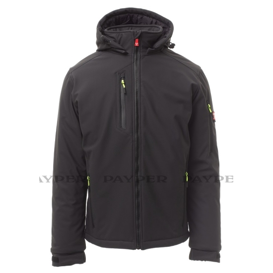 KURTKA ZIMOWA  z kapturem  CREEK PAD ocieplana/ nieprzemakalna wyściełany soft-shell
